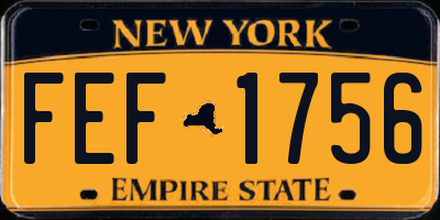 NY license plate FEF1756