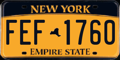 NY license plate FEF1760