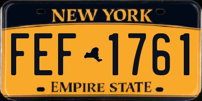 NY license plate FEF1761