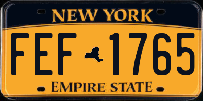NY license plate FEF1765