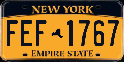 NY license plate FEF1767