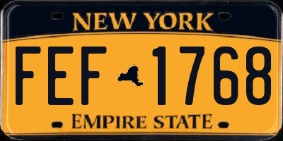 NY license plate FEF1768
