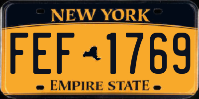 NY license plate FEF1769