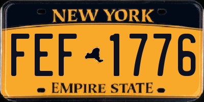 NY license plate FEF1776