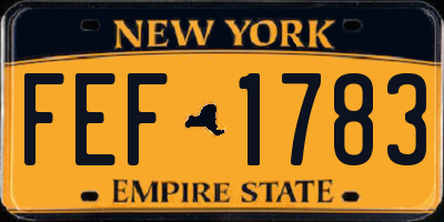 NY license plate FEF1783