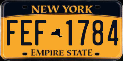 NY license plate FEF1784