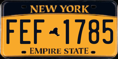 NY license plate FEF1785
