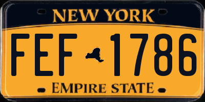 NY license plate FEF1786