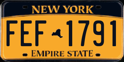 NY license plate FEF1791