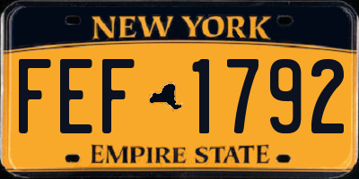NY license plate FEF1792