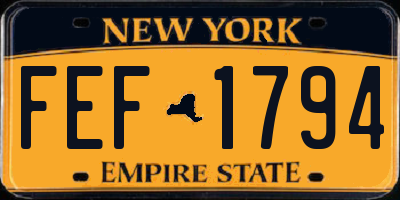 NY license plate FEF1794