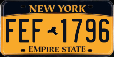 NY license plate FEF1796