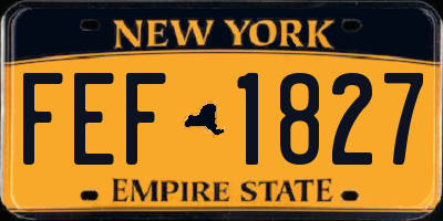 NY license plate FEF1827