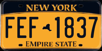 NY license plate FEF1837