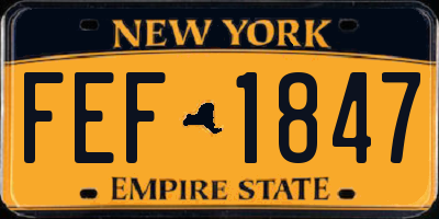 NY license plate FEF1847
