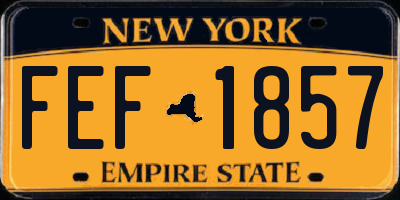 NY license plate FEF1857