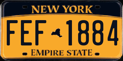 NY license plate FEF1884