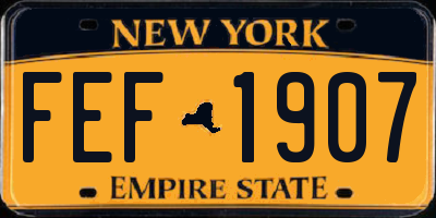 NY license plate FEF1907