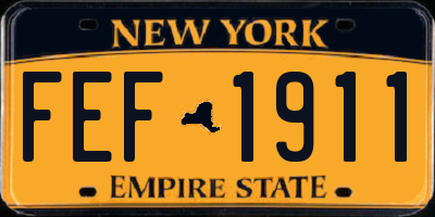 NY license plate FEF1911