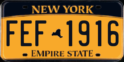 NY license plate FEF1916