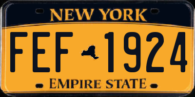NY license plate FEF1924