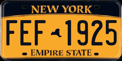 NY license plate FEF1925