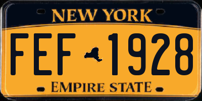 NY license plate FEF1928