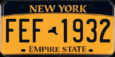 NY license plate FEF1932
