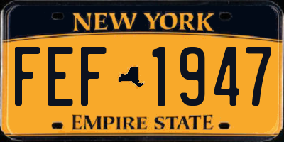 NY license plate FEF1947