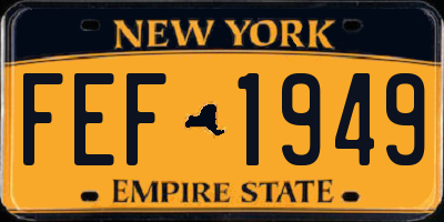 NY license plate FEF1949