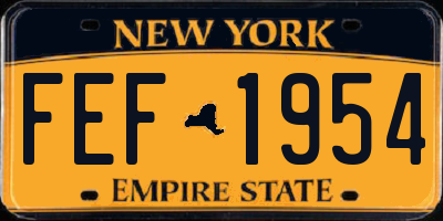 NY license plate FEF1954