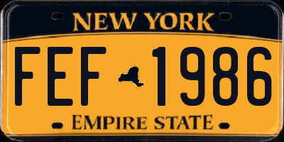 NY license plate FEF1986