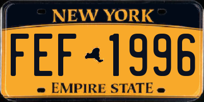 NY license plate FEF1996
