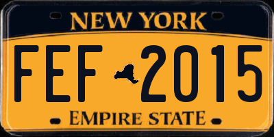 NY license plate FEF2015