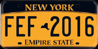 NY license plate FEF2016