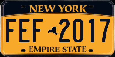 NY license plate FEF2017