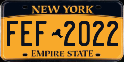 NY license plate FEF2022