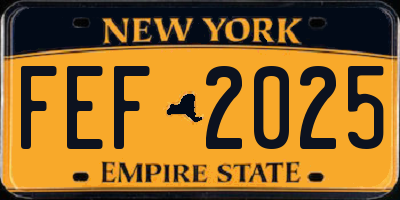 NY license plate FEF2025
