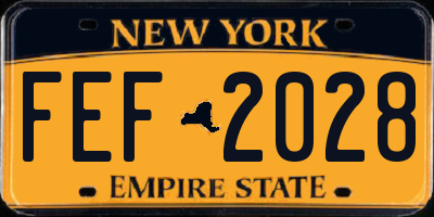NY license plate FEF2028