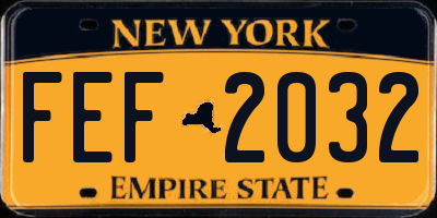 NY license plate FEF2032