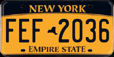 NY license plate FEF2036