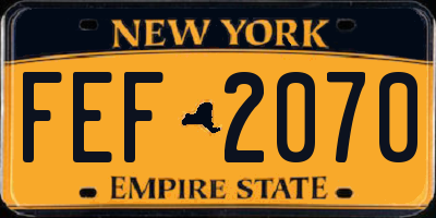 NY license plate FEF2070
