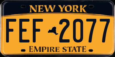 NY license plate FEF2077