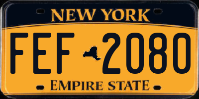 NY license plate FEF2080