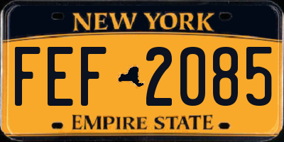 NY license plate FEF2085