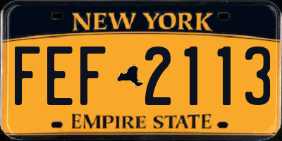 NY license plate FEF2113