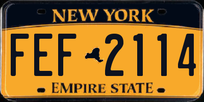 NY license plate FEF2114