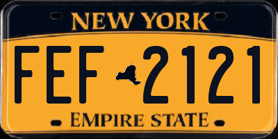 NY license plate FEF2121