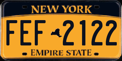 NY license plate FEF2122
