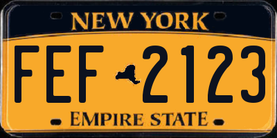 NY license plate FEF2123